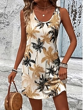 Χαμηλού Κόστους Floral φορέματα-Γυναικεία Φόρεμα μέχρι το γόνατο Καθημερινό φόρεμα Φόρεμα σε γραμμή Α Floral φόρεμα Καλοκαιρινό φόρεμα Στυλάτο Καθημερινό Ημερομηνία Κανονικό Φλοράλ Αμάνικο Λαιμόκοψη V Λαιμός σέσουλα