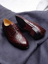 cheap Derby Shoes-Men's Genuine Leather Derby Shoes – Brown Cowhide Derby Shoes for Weddings, Business Events and Formal Occasions