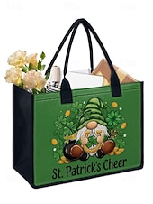  حقيبة تسوق نسائية ليوم القديس باتريك - أنماط متعددة، سعة كبيرة، مصنوعة من البوليستر المطبوع، مثالية للاحتفالات.