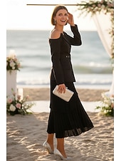 cheap Semi-formal / Cocktail-Two Piece A-Line Ankle Length Wedding Guest Dress Wedding Guest Dresses Elegant Daily Long Sleeve Spaghetti Strap Garden Party Wedding Guest with Strappy