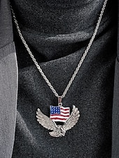 Az Egyesült Államok 250. évfordulós Férfi Ötvözet Nyaklánc Sas és Amerikai Zászló Medállal Arany és Ezüst Színben Ideális a Függetlenség Napjára és Ünnepségekre
