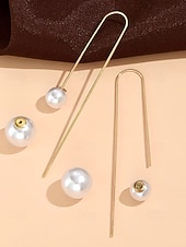 Недорогие Свадьба ACC-Женские серьги-подвески с искусственным жемчугом – материал: сплав и искусственный жемчуг, элегантный дизайн – идеально подходят для свадеб и повседневной носки.