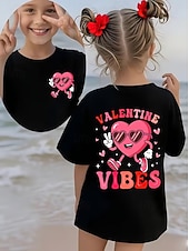 cheap Girl's 3D Playful Humor-Valentines Girls' 3D Heart Graphic T shirt Tee Short Sleeve 3D Print Summer Spring Sports Fashion Streetwear Kids 4-12 Years Crew Neck Casual Daily Outdoor Regular Fit