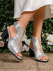 billiga Bröllopsgäst-Vita vävda sandaler med blockklack för kvinnor - eleganta klänningsskor med peep toe och utskurna detaljer för bröllopsgäster, bekväma pumps med mellanhög klack för trädgården &amp;utomhus sommarbröllop