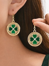 billiga Tillbehör-Damörhängen i legering med hängen till fest, St. Patrick's Day-motiv, flermönster med shamrock och pyssling, roliga festliga irländska smycken för högtidsfester, parader och festkläder