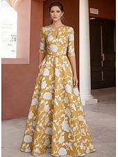  A-Linie Bodenlang Brautmutterkleid Halbarm V Ausschnitt Königin Anne Elegant Vintage Formell Chiffon Satin mit 3D-Blumen Stickerei Blume