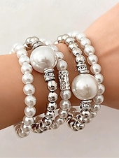 Недорогие Свадьба ACC-Женский набор браслетов из искусственного жемчуга, элегантный дизайн из серебра и жемчуга, разнообразные варианты для свадеб, вечеринок, торжественных мероприятий и в качестве свадебного аксессуара.