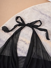 Недорогие Комплект бикини из 3 предметов-Жен. Купальники Бикини Накидка Три части Смелые купальник Хальтер Тонкие Открытая спина Элегантный стиль Отпуск Сплошной цвет НАЙКА НЕКО Без рукавов Купальники