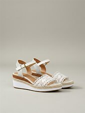 levne Sandály na klínu-Dámské růžové květinové krajkové espadrilky na klínku – bohémské boty na platformě s otevřenou špičkou a páskem přes kotník pro dovolenou u pláže, letní resorty &amp;styloví cestovatelé