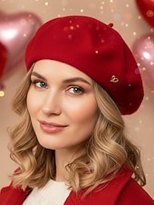 tanie Walentynki-damski beret w kształcie serca, wykonany z imitacji wełny, dostępny w wielu kolorach, idealny na prezent walentynkowy i do noszenia na co dzień