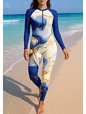 preiswerte One Pieces Rash Guards-Damen Anti UV Shirt Ganzkörper-Bademode Diveskin-Anzug Farbverlauf Frontreißverschluss UPF50+ Schnelltrocknend Hohe Elastizität Langarm Bademode Surfen Tauchen Schnorcheln Sommer