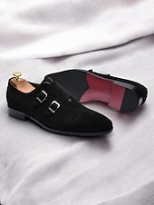billiga Monk Shoes-Men's Formal Double Monk Strap Shoes – Elegant Leather Shoes for Weddings, Business Events and Formal Occasions