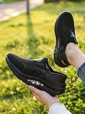 preiswerte Damen-Sneaker-Damen Lässig Täglich Innen Plateau Runde Zehe Sportlich Lässig Kunstleder Netz Schwarz Rosa Beige
