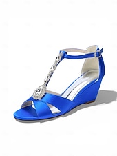 cheap Women-Women's Pink Satin Crystal Wedge Sandals – Elegant Dressy Style for Resort Evenings