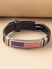  Bracelet ajustable en acier inoxydable et silicone pour hommes du 250e anniversaire des États-Unis Présentant un design de drapeau américain Idéal pour le jour de l'indépendance et les célébrations