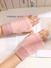 abordables Guantes de mujer-Guantes elásticos de piel sintética para mujer: disponibles en varios colores, suaves y acogedores, perfectos para el invierno y salidas informales.