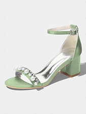 halpa Morsian-Naisten norsunluunväriset kristallipalikkakorkosandaalit, elegantit nilkkaremmillä varustetut hääkengät moderneihin kaupunkihäihin