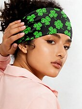billiga Tillbehör-Damhårband med polyestertryck, flermönster med shamrockmönster för St. Patricks dag, stretchig och andningsbar festivalstil för högtidsfiranden, parader och vardagskläder