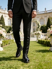 cheap Oxford Shoes-Men's Oxfords Derby Shoes Dress Shoes Business Classic Daily Office &amp; Career Party &amp; Evening Leather Cowhide Wear Proof Lace-up Black Yellow Blue Spring Fall