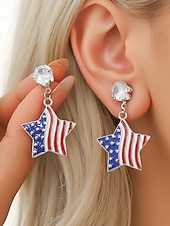  Vereinigte Staaten 250. Jubiläum Damen Legierung Amerikanische Flagge Ohrringe – Mehrere Stile – Perfekt für  Unabhängigkeitstagsfeierlichkeiten