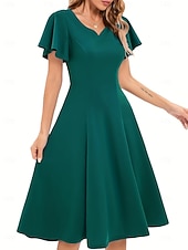 billige Kjoler-Elegant كلاسيكي 1950-tallet Middag A-linje kjole Swing kjole Flare kjole Korte ermer A-linje Kostyme Dame Karneval Valentinsdag Maskerade Feriereise Maskerade Utdrikningslag Voksne Kjole Vår sommer