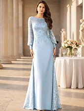 economico Lunghezza del pavimento-Linea ad A Lunghezza al pavimento Abito da invitata a nozze Abito Formale Abito da sera Abito da cerimonia per signora Manica Lunga Collo gioiello Elegante Formale Ospite di nozze Chiffon Con