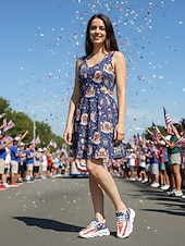  Adidași pentru femei cu imprimație de steag și vultur american cu ocazia aniversării de 250 de ani a Statelor Unite design cu artificii încălțăminte casual patriotică pentru Ziua Independenței parade