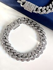 billiga Herrsmycken-Herrarmband i legeringskedja med alfabetets initialer – personligt kristallbesatt armband för alla hjärtans dag, bröllop och presenter