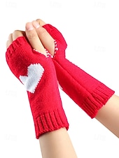 halpa ystävänpäivä-Naisten neulotut kynsikkäät sydänkuviolla, useita värejä, sopivat täydellisesti ystävänpäivään ja syksyn/talven arkikäyttöön