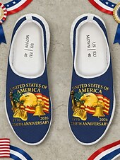  250-летний юбилей США Мужские патриотические графические кроссовки - легкие дышащие повседневные слип-оны обувь с принтом американского флага для парадов путешествий уличной моды и повседневной носки