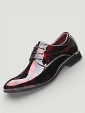 economico Scarpe Derby-scarpe eleganti oxford da uomo in vernice - rosse e nere, ideali per eventi formali e feste