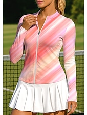 Χαμηλού Κόστους Γυναικείο πουκάμισο-Γυναικεία Βαθμίδα Αφηρημένη τέχνη Μπλούζες Αθλητικό πουκάμισο Πουκάμισο τένις Μπλούζα τένις Μακρυμάνικο Φερμουάρ Λουλουδάτο UPF50