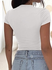 economico Magliette-Per donna Blusa Arricciato Semplice Casual Manica Corta Collo a U Top Regolari Quotidiano Ferie Uscire Nero Bianco Cachi Rosa Grigio Estate Primavera