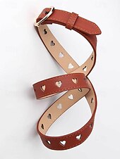 baratos Dia dos Namorados-Cinto feminino ajustável com fivela em formato de coração, em couro sintético, disponível em diversas cores, perfeito para presentes de Dia dos Namorados e para uso diário.