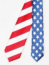 preiswerte Zubehör-Vereinigte Staaten 250. Jubiläum Herren patriotisches Krawatte  Fliege Set Polyester Amerikanische Flagge Design klassischer formeller Stil für USA Unabhängigkeitstag Paraden Partys  Feierlichkeiten