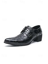 ieftine Pantofi derby-Pantofi eleganți bărbătești din piele ecologică maro cu model de crocodil, pantofi de mireasă premium pentru miri și invitați preocupați de modă