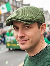 abordables Accessoires-Casquette homme en polyester vert, disponible en plusieurs couleurs, idéale pour la Saint-Patrick et au quotidien.