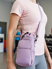 olcso Keresztpántos táskák-Női vízálló nejlon kulacstáska telefonzsebbel, többszínű keresztpántos hordozó fitneszhez, sporthoz, túrázáshoz és hétköznapi használatra, állítható vállpántos utazó italtartóval.