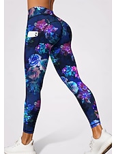 abordables jambières 3d-Femmes leggings de pilates Pantalons de fitness Leggings décontractés Poches Droit de timbre Patchwork Pilates Salle de sport Entraînement en salle Pantalons Collants Leggings Bloc de Couleur Floral