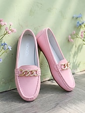 economico Slip-ons e mocassini da donna-Mocassino Rosso da Donna con Catena - Scarpe Slip-On Morbide e Confortevoli per Donna Stile Classico e Chic per Lavoro Ufficio Viaggi Giornaliero e Passeggiate in Città