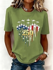 economico Magliette Giorno dell’Indipendenza-Giorno dell'Indipendenza Anniversary Americano Maglietta Patriottica da Donna Stampa Grafica Lettera Bandiera Americana Vintage Elegante Classica Manica Corta Collo Tondo Regolare Top Giornalieri Blu