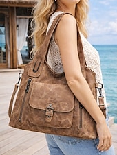 Χαμηλού Κόστους Τσάντακι &amp; Totes-Γυναικεία τσάντα ώμου vintage από απομίμηση δέρματος, μεγάλης χωρητικότητας μετατρέψιμη τσάντα χειρός με λαβή στο πάνω μέρος και λουράκι χιαστί, ρετρό casual τσάντα μεταφοράς για γυναίκες, ιδανική για καθημερινή χρήση, διακοπές και ταξίδια