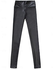 levne Obyčejné legíny-Dámské Kalhoty Kožené kalhoty Legíny prázdniny Módní Šik ven Plná délka Po kotníky Vysoký pas Bez vzoru Elastický pas Pohodlné Prodyšné Elastické Denní Sporty a outdoor Sport Černá Jaro Podzim Slim