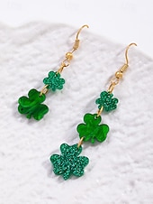 ieftine Accesorii-Cercei acrilici cu trifoi pentru femei, cu tematică de Ziua Sfântului Patrick, cercei ușori cu trifoi și sclipici, bijuterii verzi irlandeze în mai multe stiluri, perfecți pentru parade de sărbători, petreceri și ținute festive.