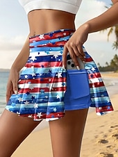  Gonna da tennis patriottica da donna per il Giorno dell'Indipendenza moda casual mini gonna vita alta grafico elasticizzata abbigliamento quotidiano spiaggia blu rosa viola verdi estate 95%