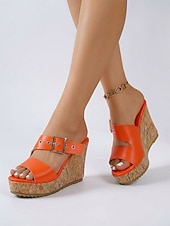 Недорогие Сандалии на танкетке-Модные женские желтые босоножки на высоком каблуке с регулируемым ремешком – стильные летние сандалии для отдыха на природе, в отелях и на летних каникулах.