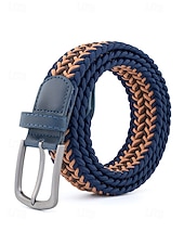 Недорогие Мужские ремни-Мужской эластичный плетеный пояс, полиэстер, различные цвета, идеально подходит для отдыха и повседневной носки.