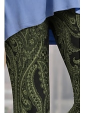 preiswerte -Damen Chinos Leggings Urlaub Vintage Streetwear Capris Hohe Taille Blumen Grafik Paisley-Muster Drucken Komfort Weich Bequem Dehnbar Täglich Outdoor Urlaub Grün Sommer Frühling Herbst Schmale Passform