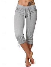 cheap Athletic Shorts-Women's Capri shorts Capri Pants Summer Shorts Fashion Streetwear Basic Calf-Length High Waist Plain Drawstring Pocket Elastic Waist Breathability Comfortable Micro-elastic Daily Vacation Street