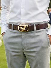 preiswerte Herrengürtel-Echtleder-Herrengürtel mit Adler-Automatikschnalle – luxuriöser Rindsledergürtel für Business, Hochzeiten und formelle Alltagskleidung – stilvoller Ratschengürtel in verschiedenen Farben und Ausführungen